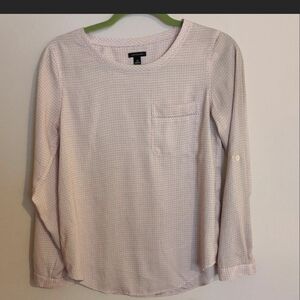 Ann Taylor (XS) - Pink And Cream Long Sleeve Blouse (Frocket + Sleeve Buttons)